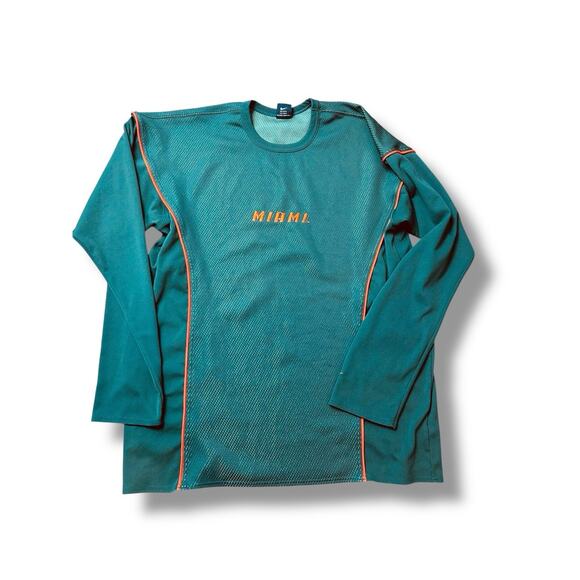 VTG 90's Miami Hurricanes Fleece Pullover Mens XXL Nike Red Label Green Orange - Picture 1 of 7